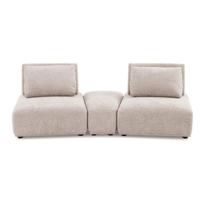 Divano modulare curvo a 2 posti Stavan, schienale regolabile in bouclé marrone chiaro