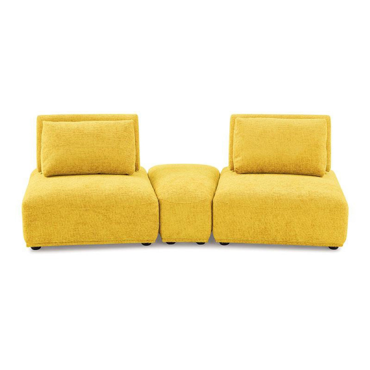 Divano curvo modulare Stavan a 2 posti, ciniglia gialla, schienale regolabile