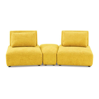 Divano curvo modulare Stavan a 2 posti, ciniglia gialla, schienale regolabile