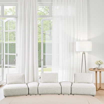 Divano curvo modulare Stavan a 3 posti, seduta regolabile in grigio Boucle