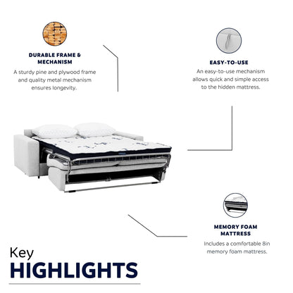 Divano letto matrimoniale Giotto Stearns &amp; Foster® da 78 pollici con materasso in memory foam