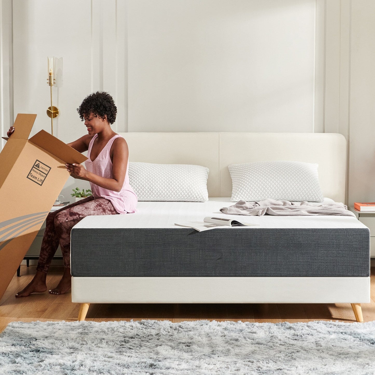 Materasso in memory foam in gel Stiku 10, taglia media, letto in scatola, a basso movimento, trasparente