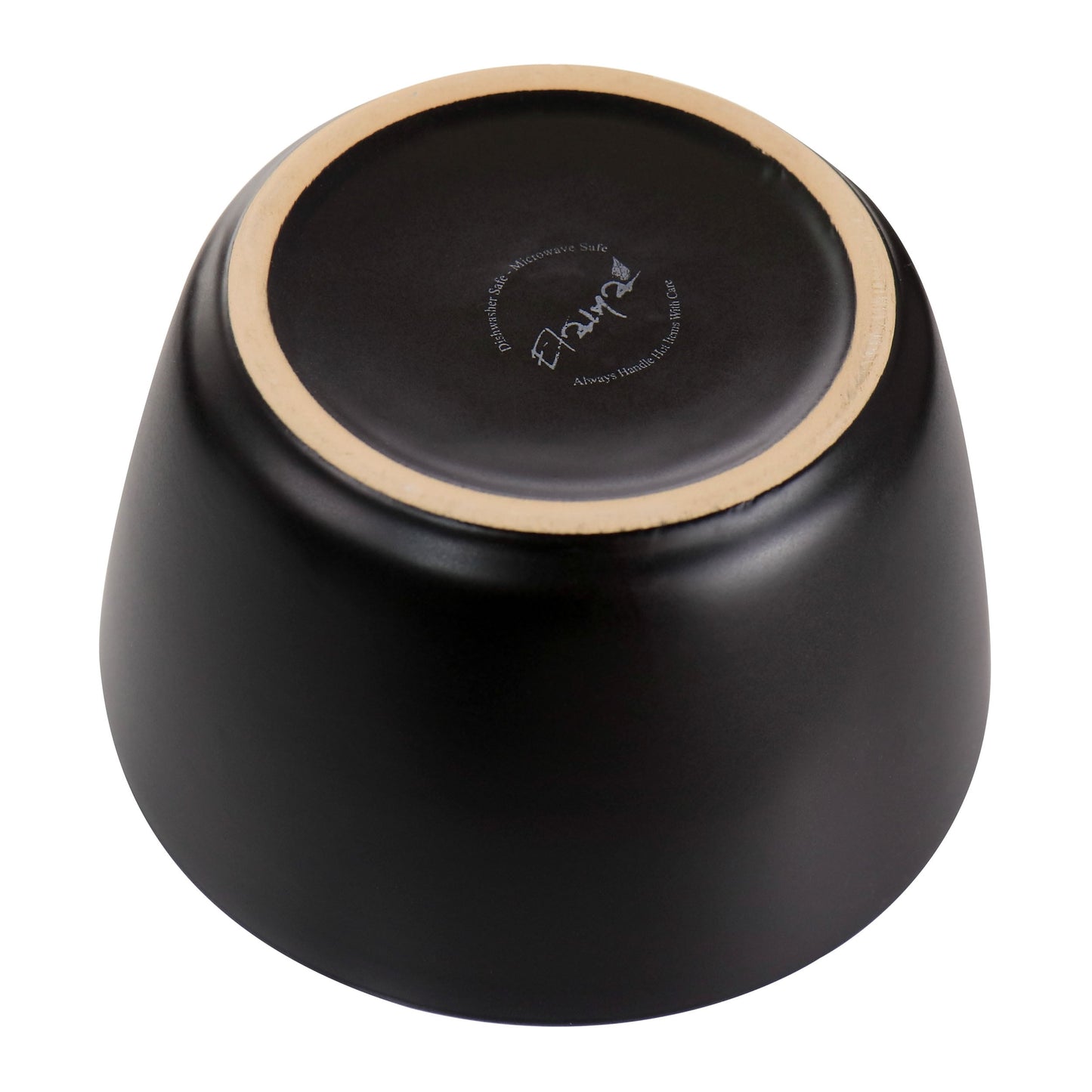 Set di stoviglie in gres da 16 pezzi in nero con bordo dorato