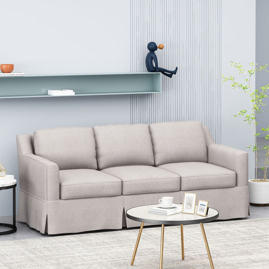 Divano a 3 posti in tessuto a righe con braccioli incassati