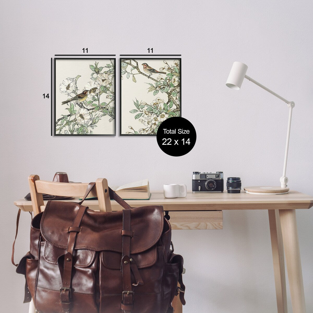 Stupell Classic Sparrow on Blossoms, set di 2 pezzi con cornice Giclée, design di Nan