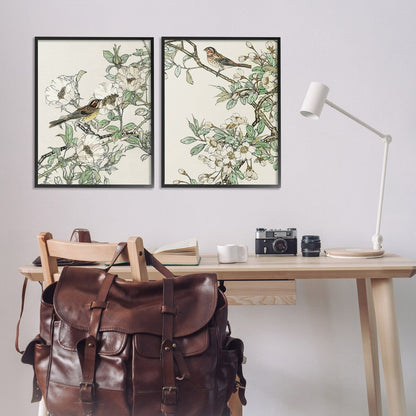 Stupell Classic Sparrow on Blossoms, set di 2 pezzi con cornice Giclée, design di Nan