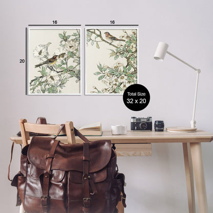 Stupell Classic Sparrow on Blossoms, set di 2 pezzi con cornice Giclée, design di Nan
