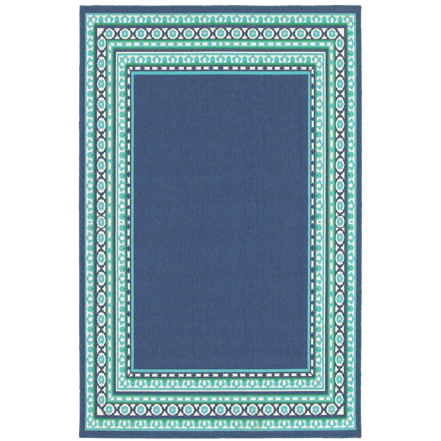 Tappeto per interni/esterni con bordo verde blu navy di Style Haven Martinque~