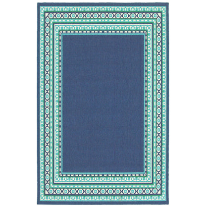 Tappeto per interni/esterni con bordo verde blu navy di Style Haven Martinque~