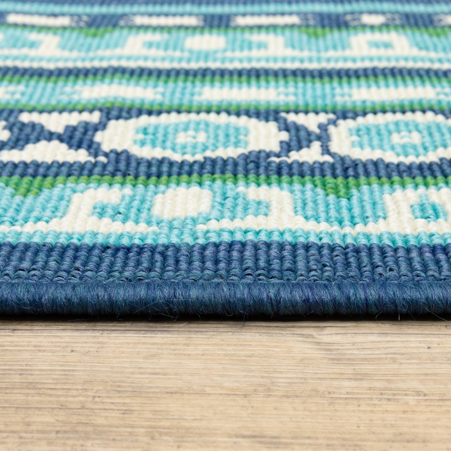 Tappeto per interni/esterni con bordo verde blu navy di Style Haven Martinque~