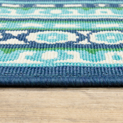 Tappeto per interni/esterni con bordo verde blu navy di Style Haven Martinque~