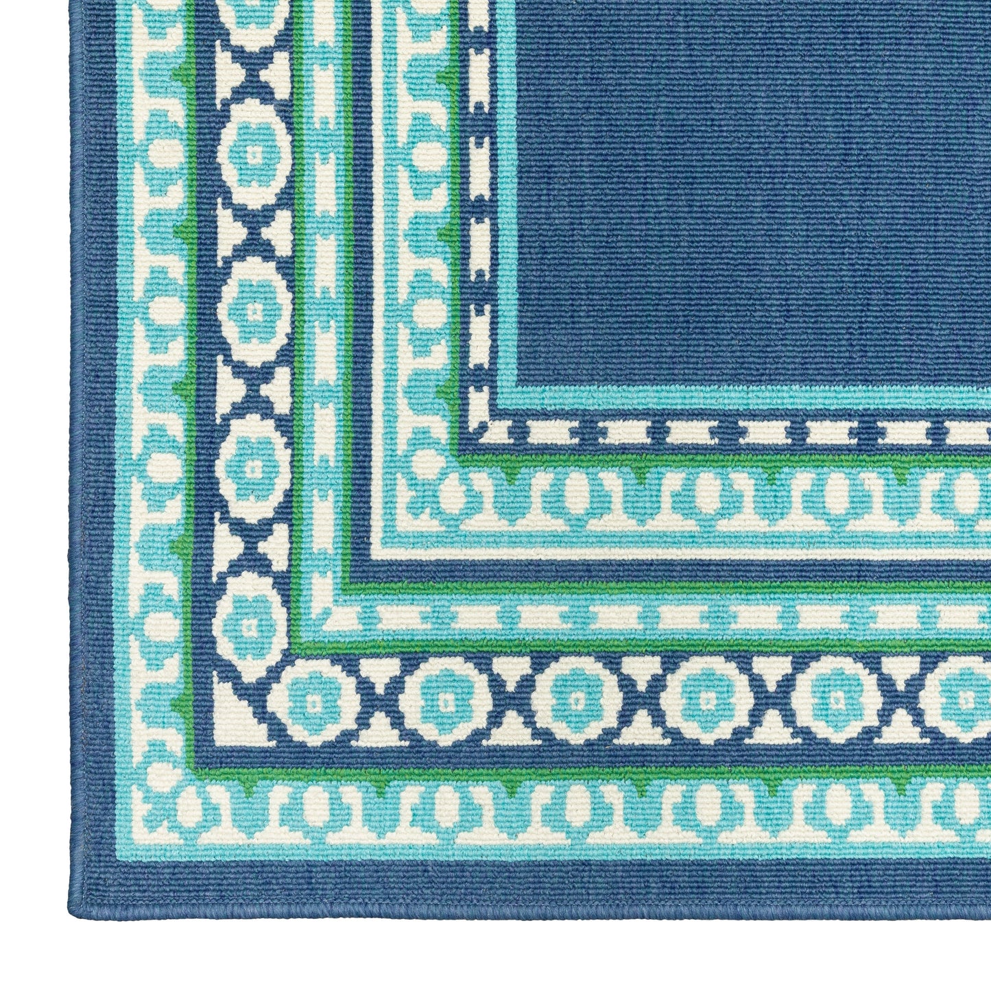 Tappeto per interni/esterni con bordo verde blu navy di Style Haven Martinque~