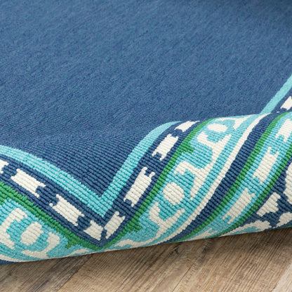 Tappeto per interni/esterni con bordo verde blu navy di Style Haven Martinque~