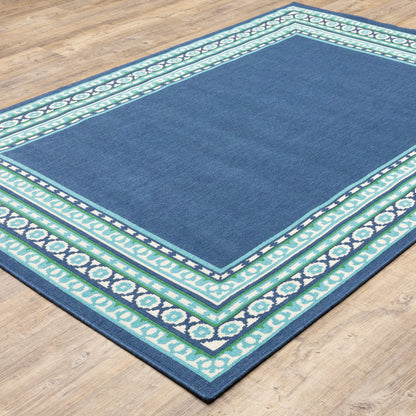 Tappeto per interni/esterni con bordo verde blu navy di Style Haven Martinque~