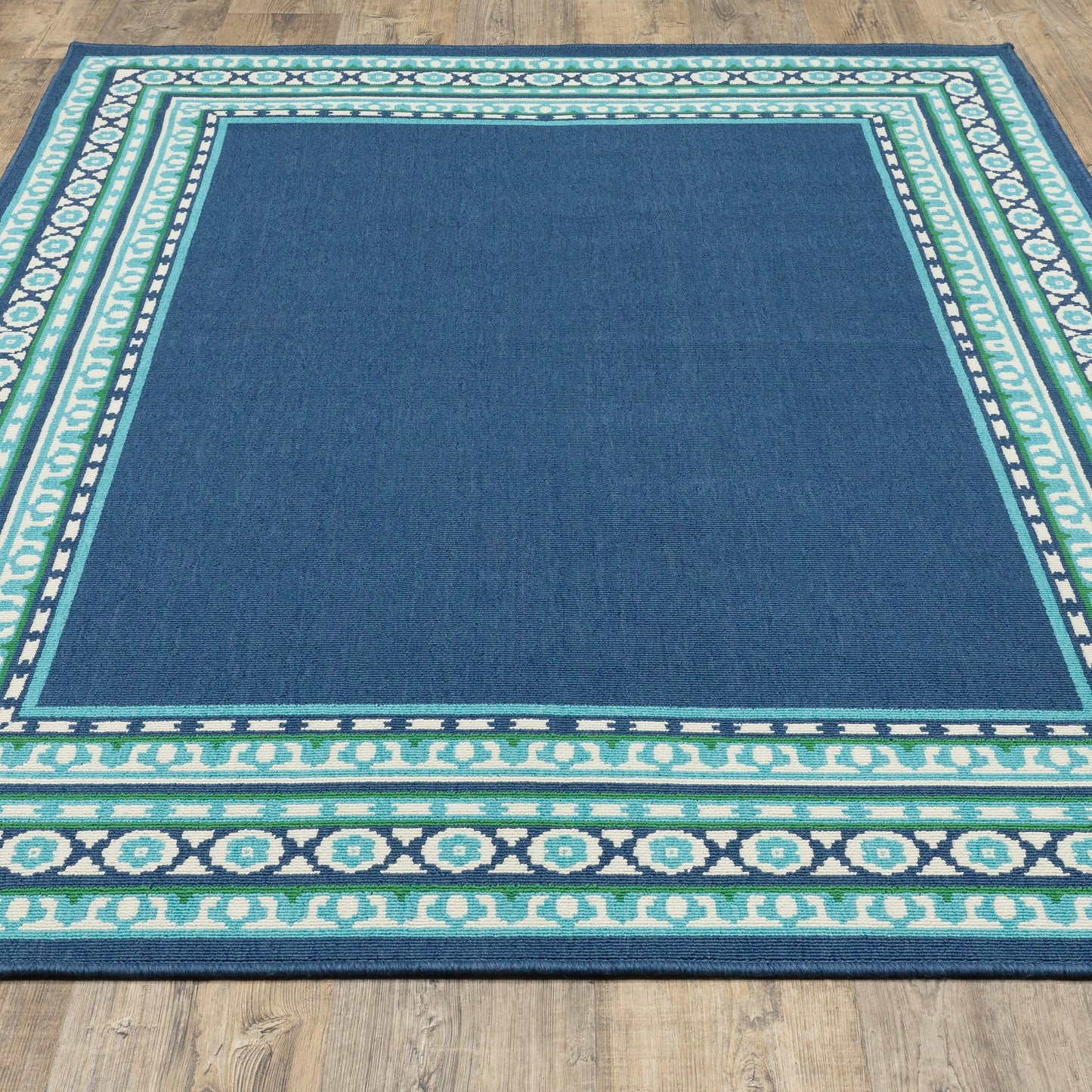 Tappeto per interni/esterni con bordo verde blu navy di Style Haven Martinque~