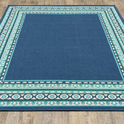 Tappeto per interni/esterni con bordo verde blu navy di Style Haven Martinque~