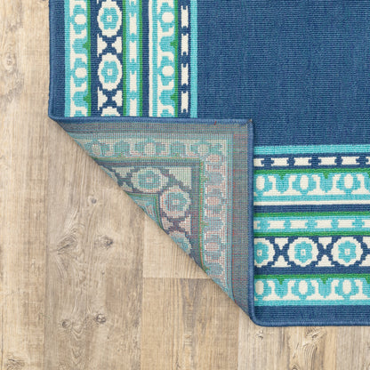 Tappeto per interni/esterni con bordo verde blu navy di Style Haven Martinque~