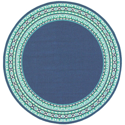 Tappeto per interni/esterni con bordo verde blu navy di Style Haven Martinque~