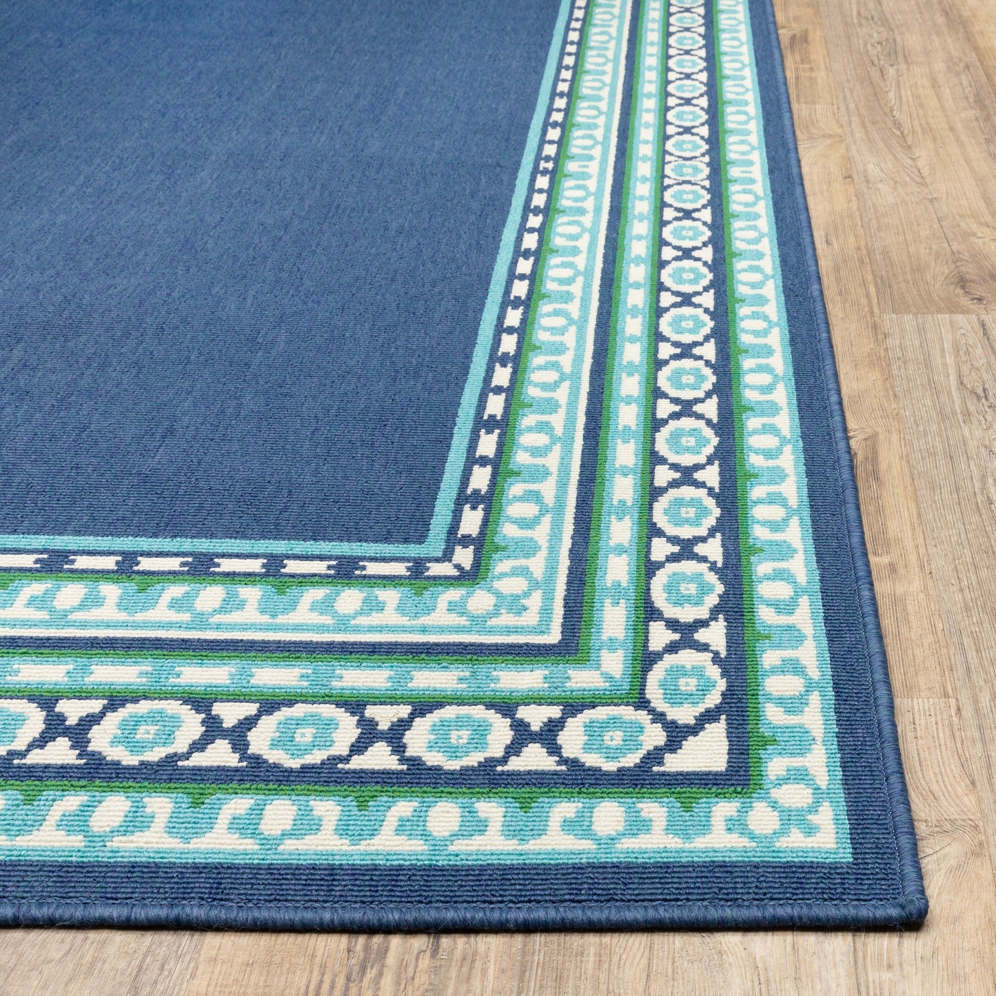 Tappeto per interni/esterni con bordo verde blu navy di Style Haven Martinque~