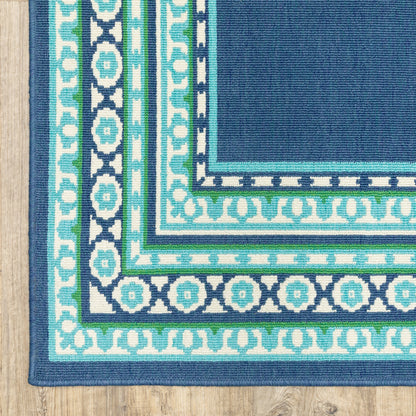 Tappeto per interni/esterni con bordo verde blu navy di Style Haven Martinque~