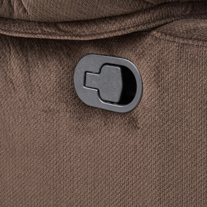 Elegante poltrona reclinabile manuale con rivestimento in tessuto morbido, imbottitura morbida e doppio portabicchieri