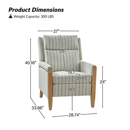 Poltrona reclinabile manuale Suares Transitional Nailhead con gambe in legno massello, set da 2 di HULALA HOME