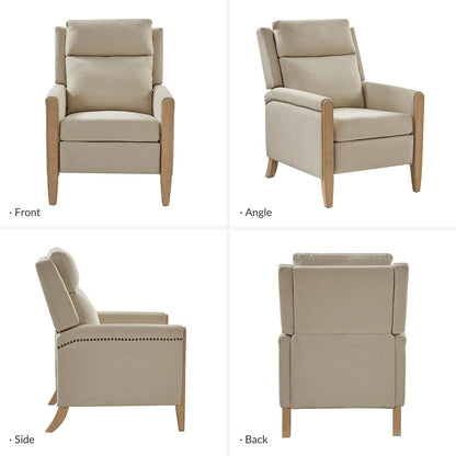 Poltrona reclinabile manuale Suares Transitional Nailhead con gambe in legno massello, set da 2 di HULALA HOME