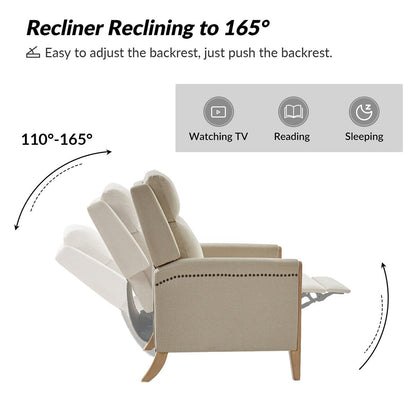 Poltrona reclinabile manuale Suares Transitional Nailhead con gambe in legno massello, set da 2 di HULALA HOME