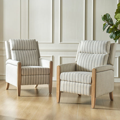 Poltrona reclinabile manuale Suares Transitional Nailhead con gambe in legno massello, set da 2 di HULALA HOME