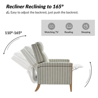 Poltrona reclinabile manuale Suares Transitional Nailhead con gambe in legno massello, set da 2 di HULALA HOME