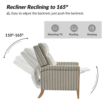 Poltrona reclinabile manuale Suares Transitional Nailhead con gambe in legno massello, set da 2 di HULALA HOME