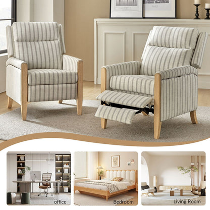 Poltrona reclinabile manuale Suares Transitional Nailhead con gambe in legno massello, set da 2 di HULALA HOME