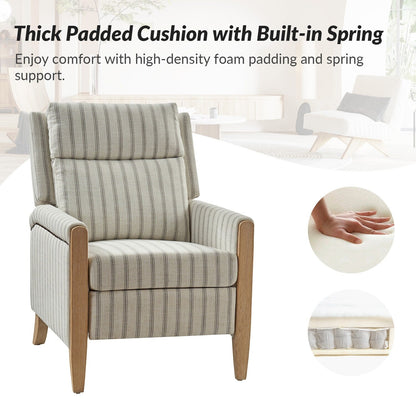 Poltrona reclinabile manuale Suares Transitional Nailhead con gambe in legno massello di HULALA HOME