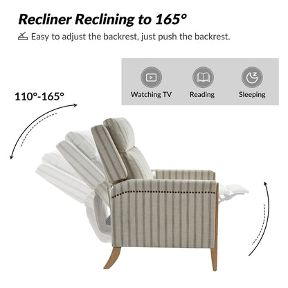 Poltrona reclinabile manuale Suares Transitional Nailhead con gambe in legno massello di HULALA HOME