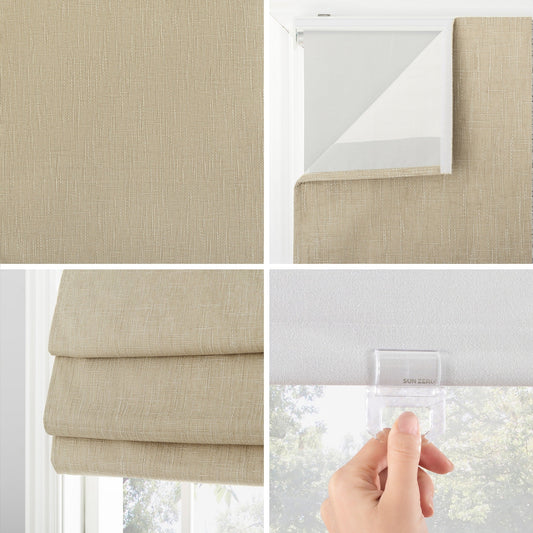 Tenda romana Sun Zero Pryer con oscuramento totale e senza fili