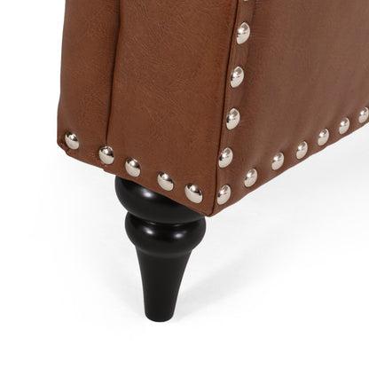 Poltrona reclinabile Sunapee in tessuto e legno di gomma con finiture a borchie di Christopher Knight Home