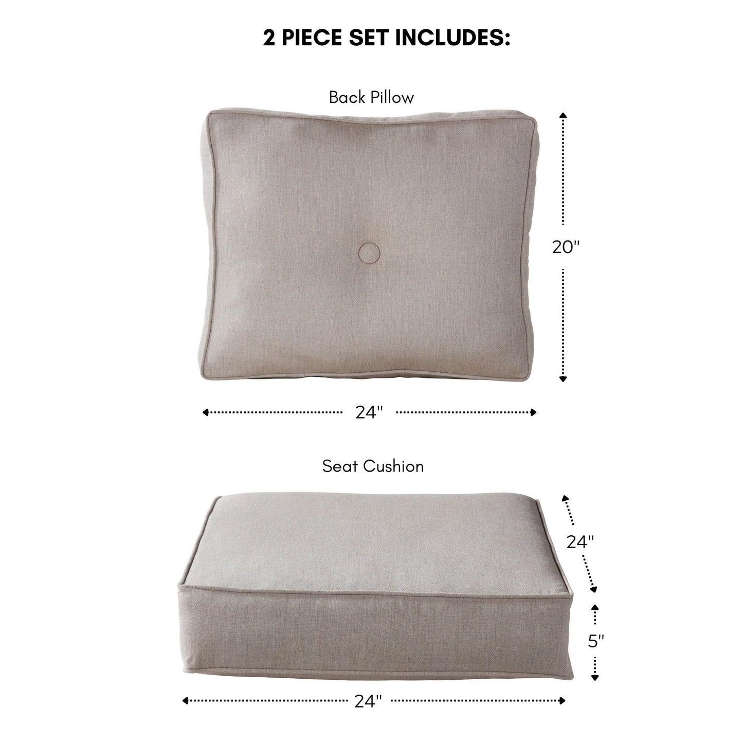 Set di cuscini da esterno Sunbrella Premium da 2 pezzi con seduta profonda