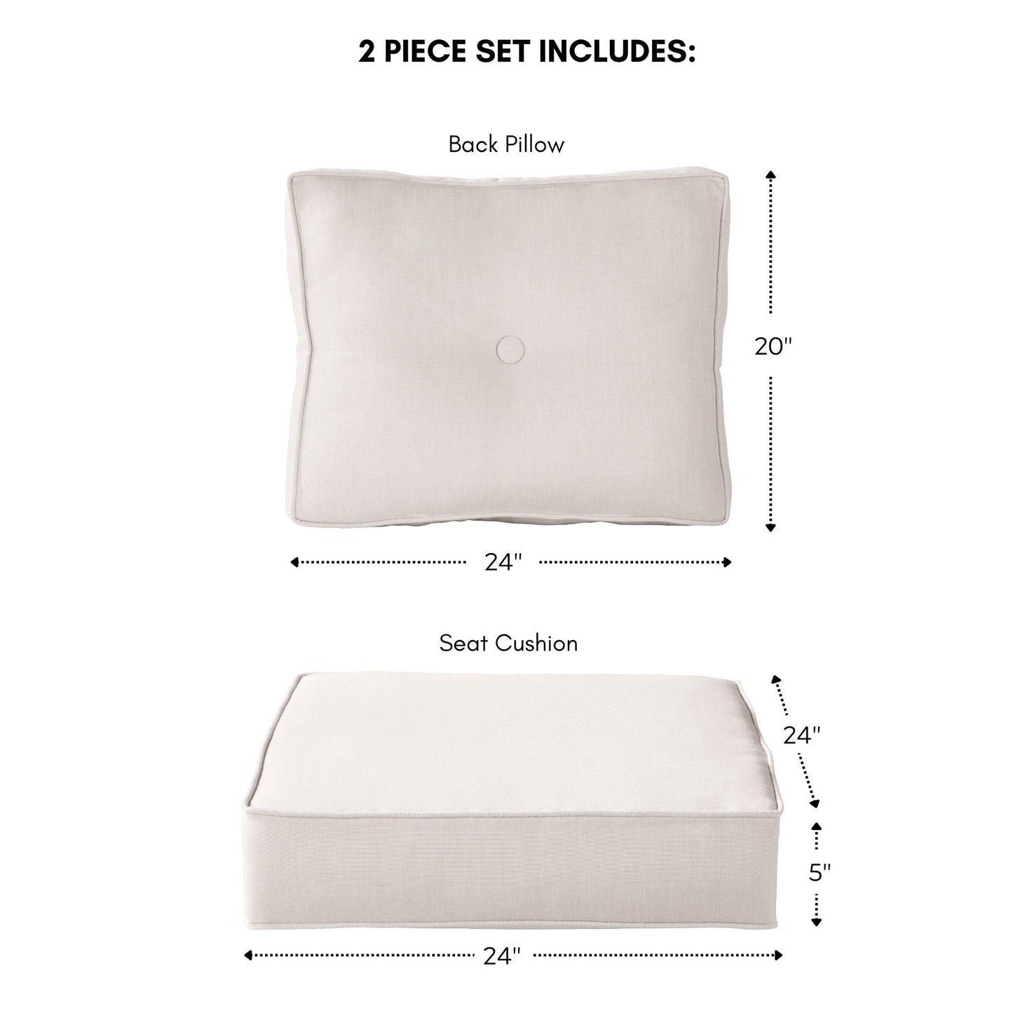 Set di cuscini da esterno Sunbrella Premium da 2 pezzi con seduta profonda