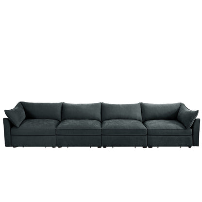 Divano a 4 posti super grande, largo e profondo, con cassetto estraibile sotto ogni seduta