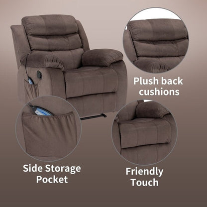 Poltrona reclinabile manuale super morbida, riscaldata e massaggiante