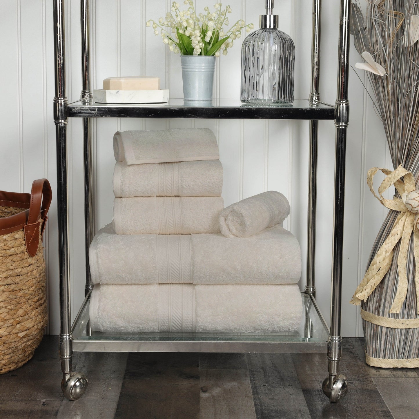 Set di asciugamani di qualità superiore in cotone pettinato a fibra lunga, 6 pezzi