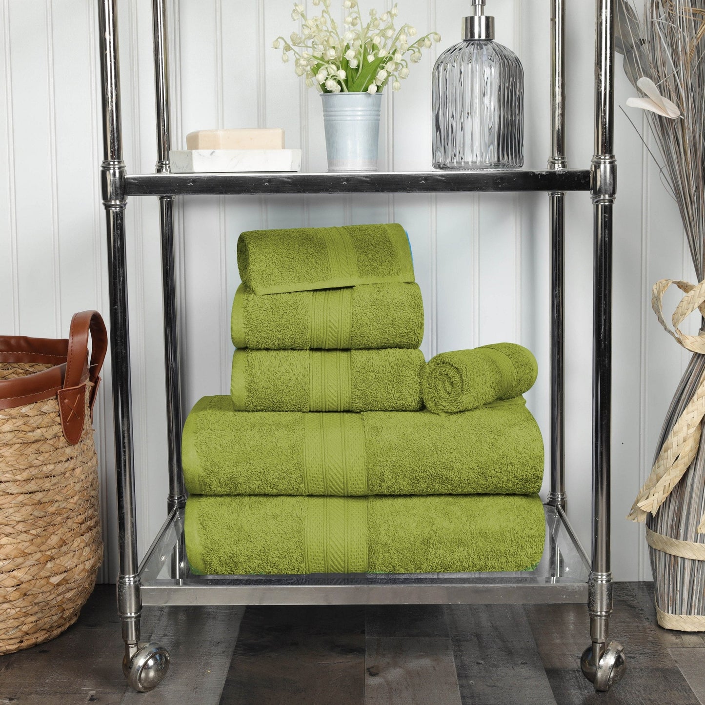 Set di asciugamani di qualità superiore in cotone pettinato a fibra lunga, 6 pezzi