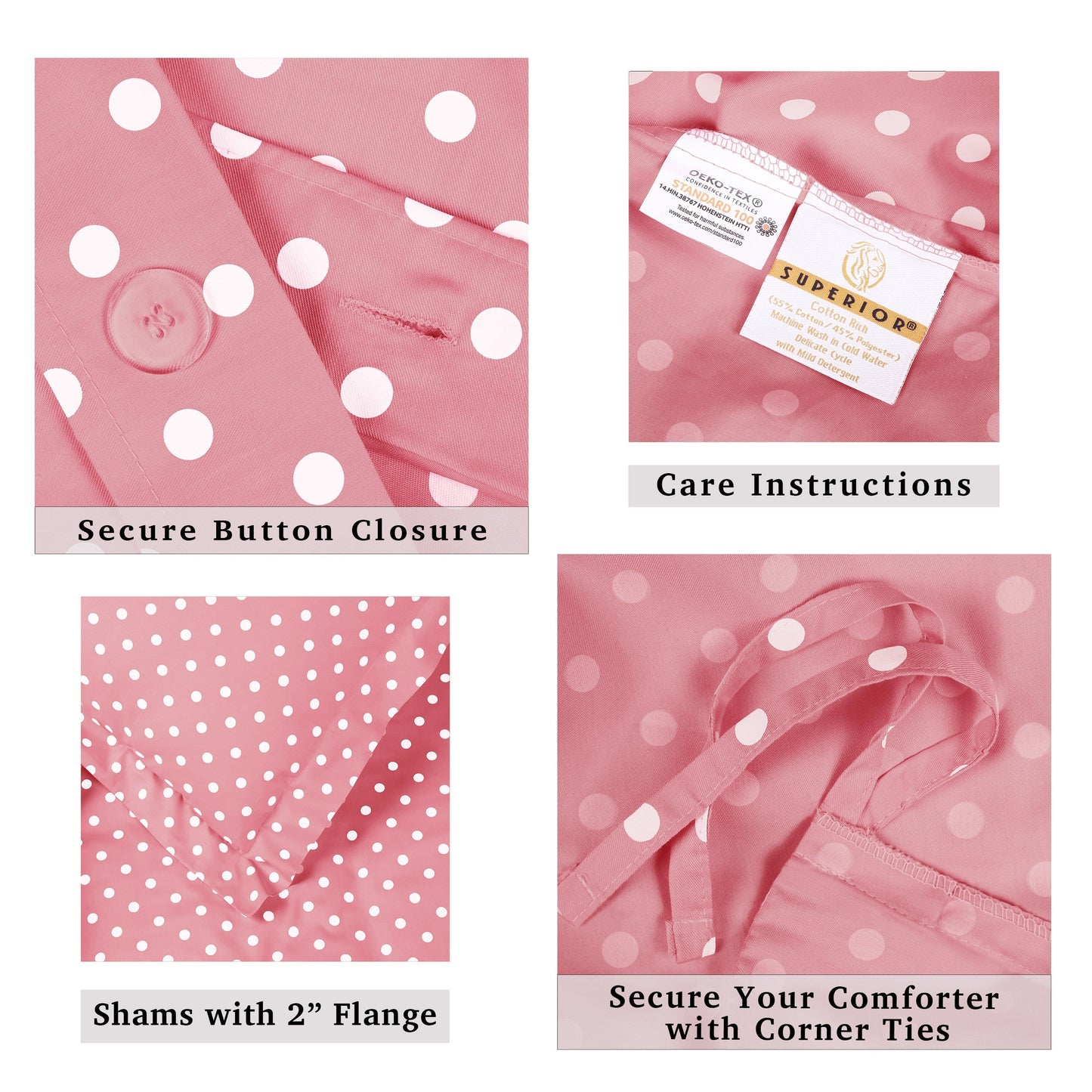 Set copripiumino in misto cotone a pois 600 fili Superior Thread Count
