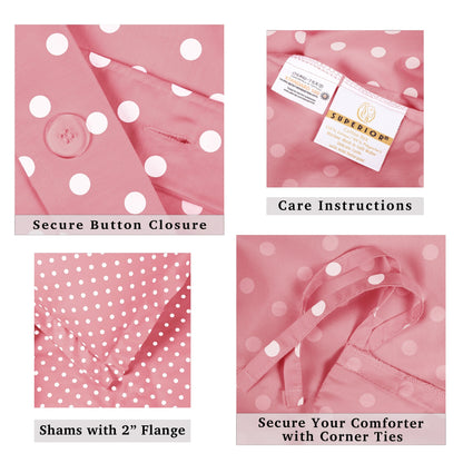 Set copripiumino in misto cotone a pois 600 fili Superior Thread Count