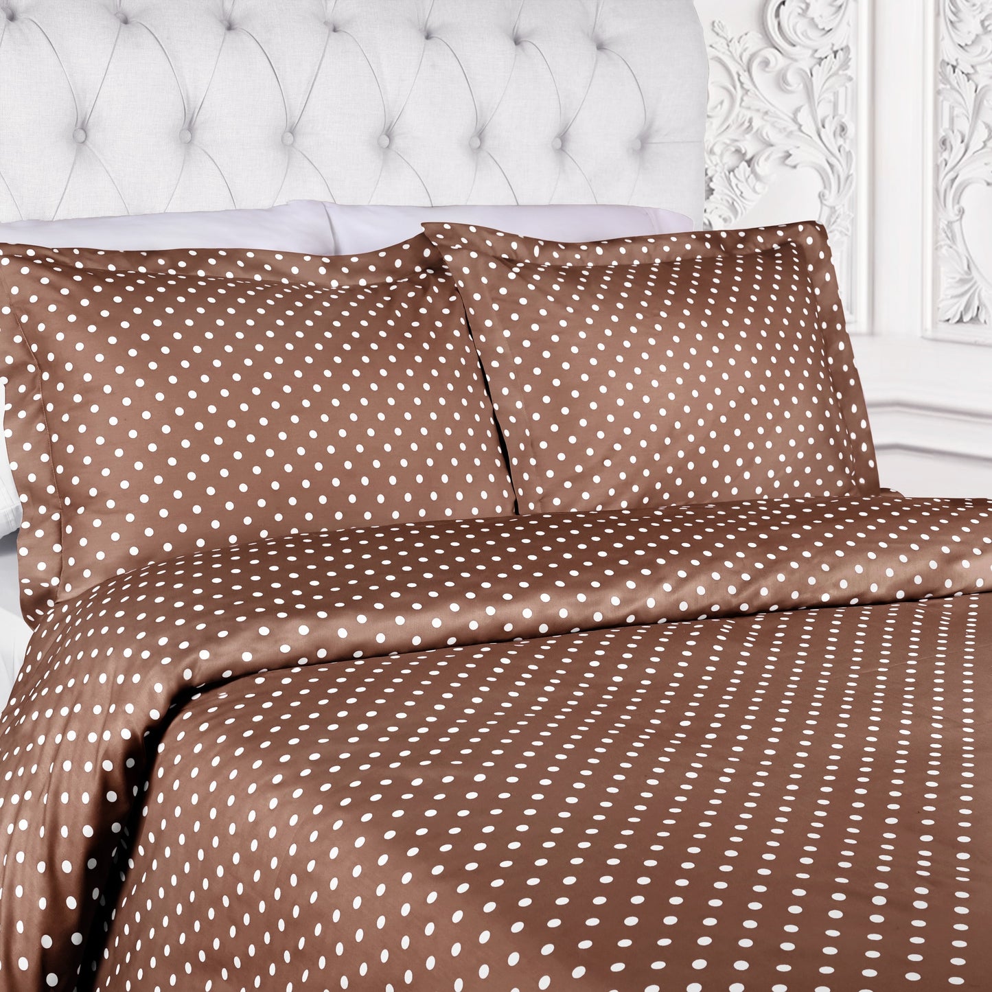 Set copripiumino in misto cotone a pois 600 fili Superior Thread Count