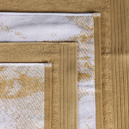 Set di 10 asciugamani in cotone ad asciugatura rapida, tinta unita e marmorizzati