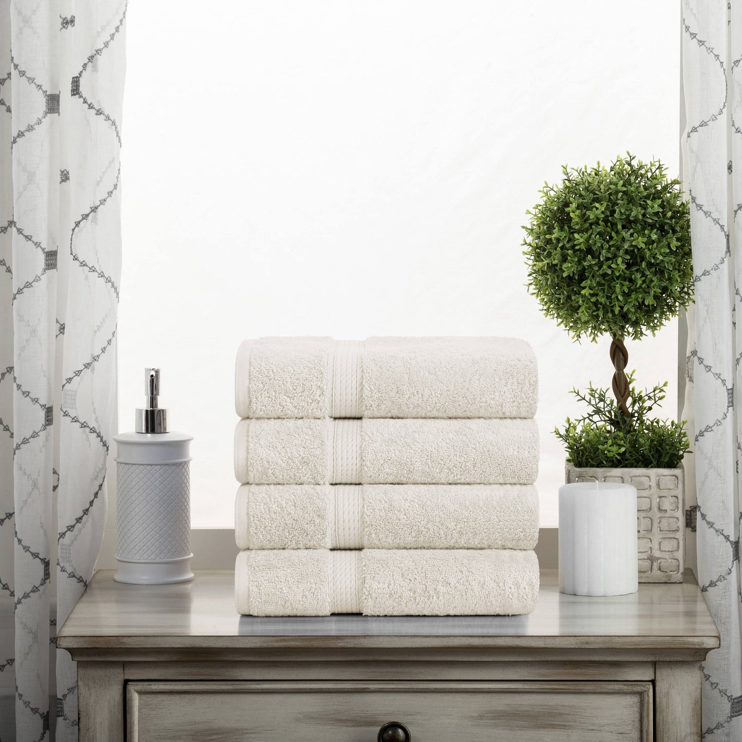 Set di 4 asciugamani in cotone egiziano di qualità superiore, di alta qualità e di grande spessore