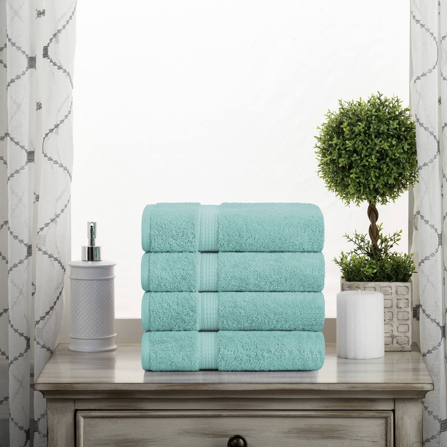 Set di 4 asciugamani in cotone egiziano di qualità superiore, di alta qualità e di grande spessore