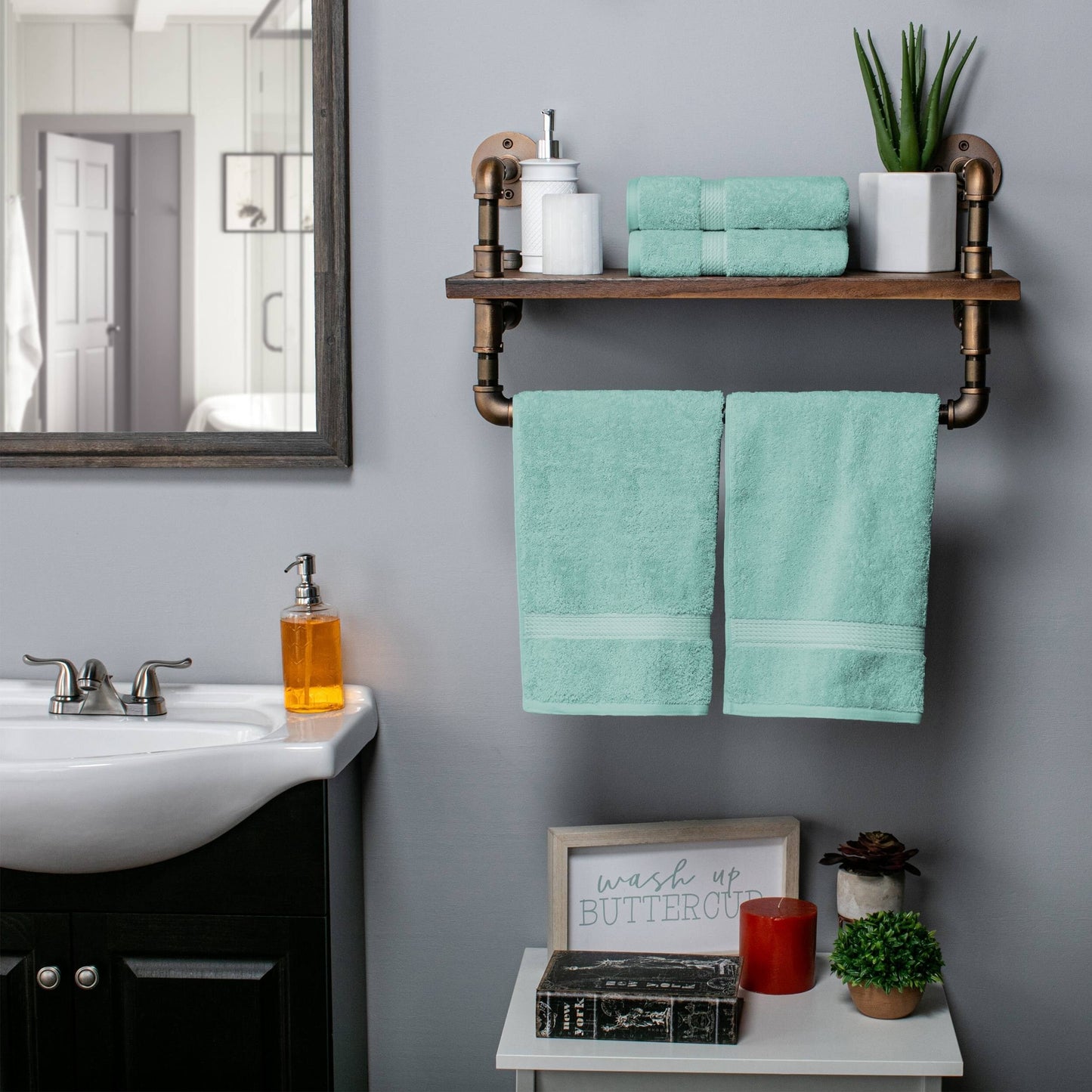 Set di 4 asciugamani in cotone egiziano di qualità superiore, di alta qualità e di grande spessore