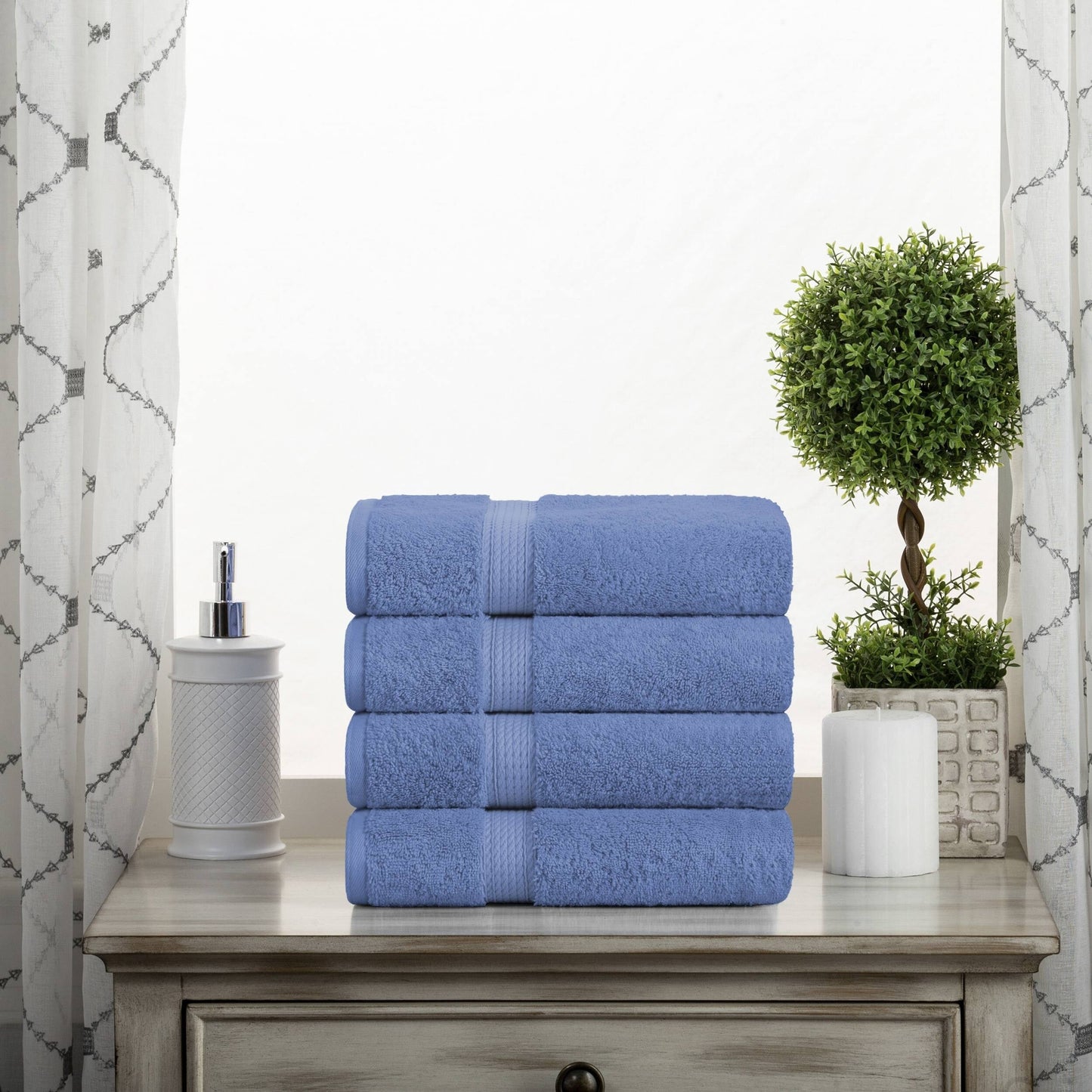 Set di 4 asciugamani in cotone egiziano di qualità superiore, di alta qualità e di grande spessore